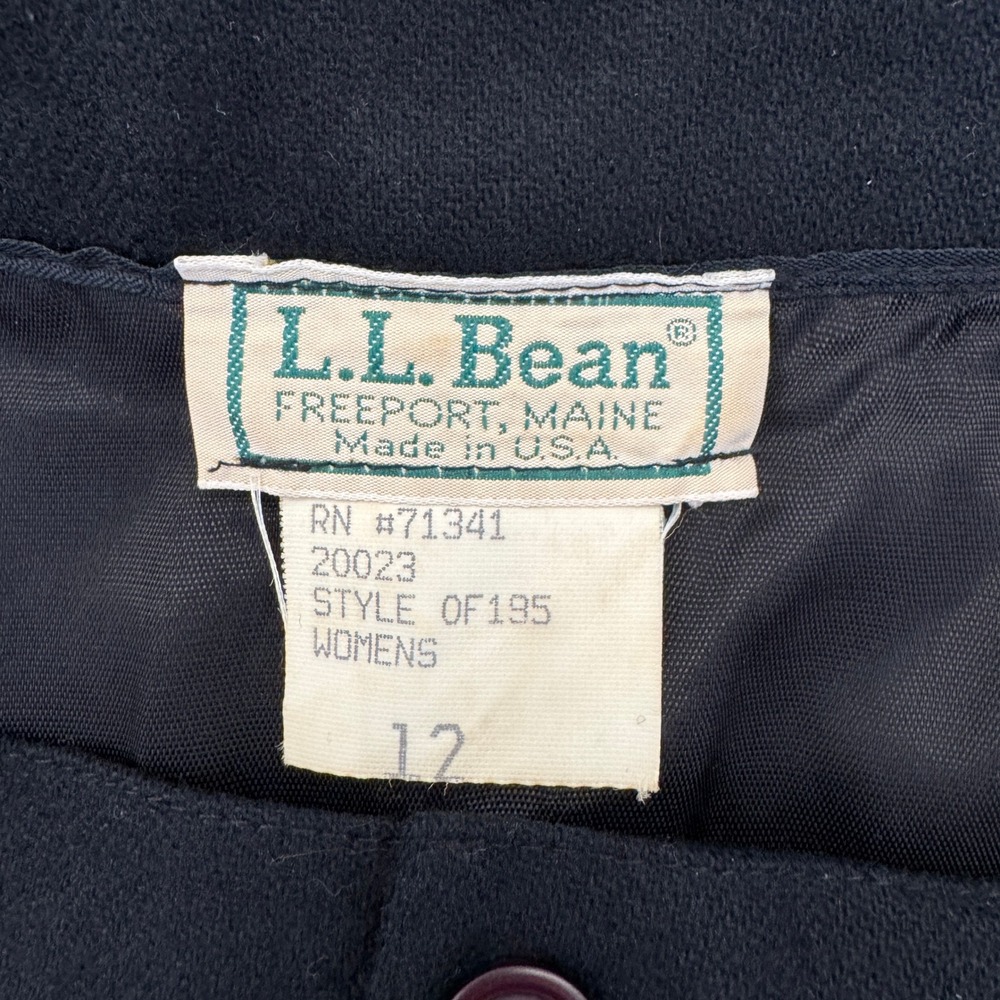 L.L. Bean 100% Wool Skirt Women's Size 12 Black Midi Made in USA Vintage Career - Picture 2 of 10